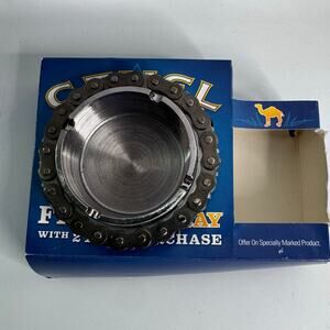 Camel Cigarette 4 Slot Ashtray Glass with Motorcycle Chain Detail Biker w/box